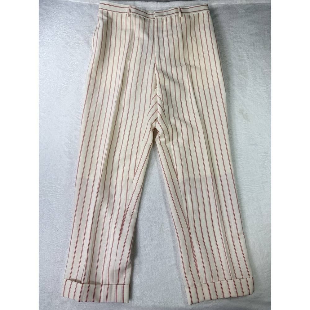 VTG Ben Silver Charleston Pleated Cream Pinstripe Pants Mens 40X30 Tailored USA